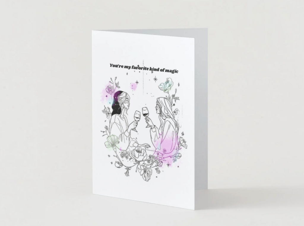 Best Friend Valentine’s/Galentine's Card You’re My Favorite Kind of Magic Wine & Friendship