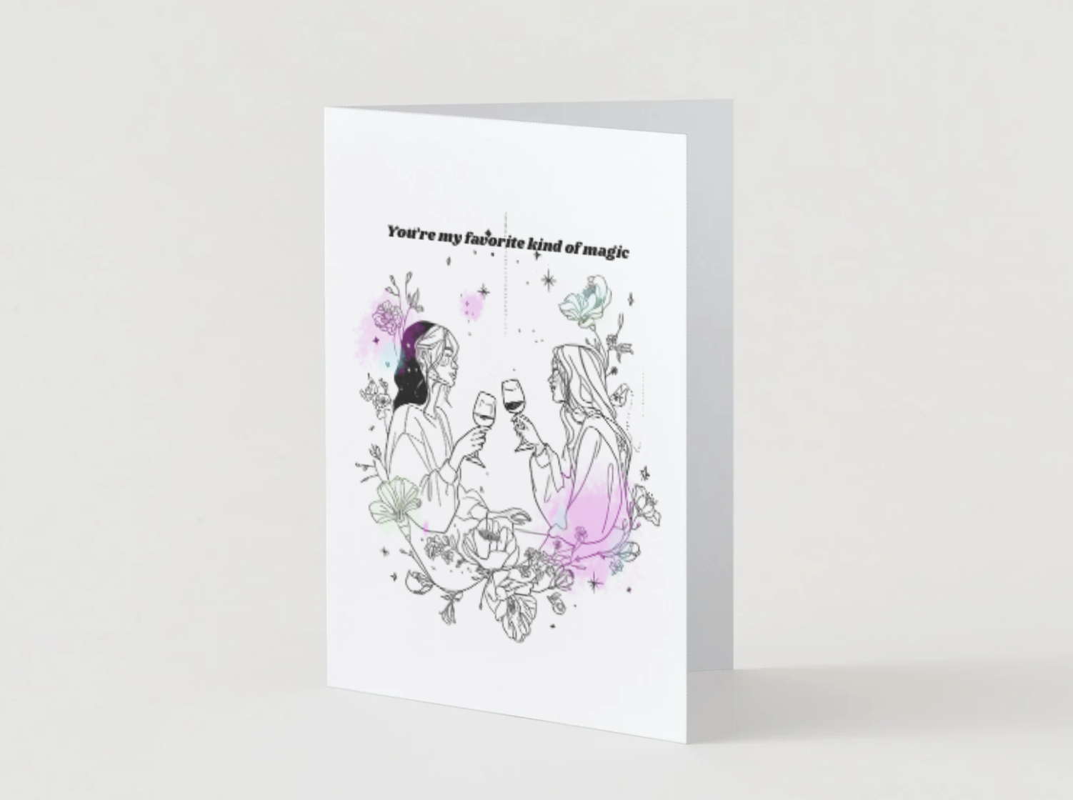 Best Friend Valentine’s/Galentine's Card You’re My Favorite Kind of Magic Wine & Friendship