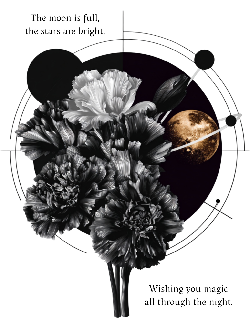 The Moon is Full, The Stars are Bright, Wishing You Magic All Through the Night Astrology Greeting Card | Blank Inside