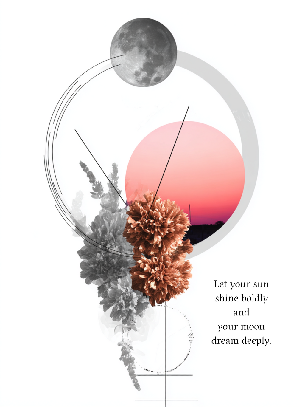 Let Your Sun Shine Boldly & Your Moon Dream Deeply Greeting Card | Blank Inside for Personal Messages