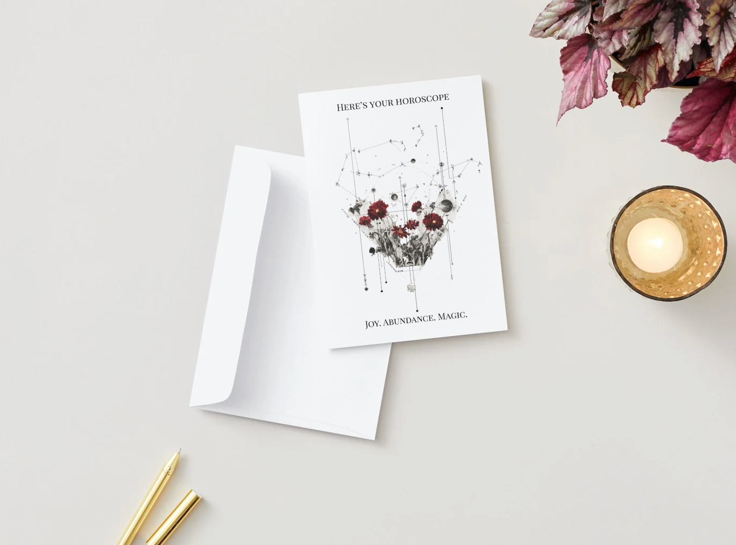 Here's Your Horoscope Greeting Card – Abundance, Joy, Magic | Blank Inside for Personal Messages