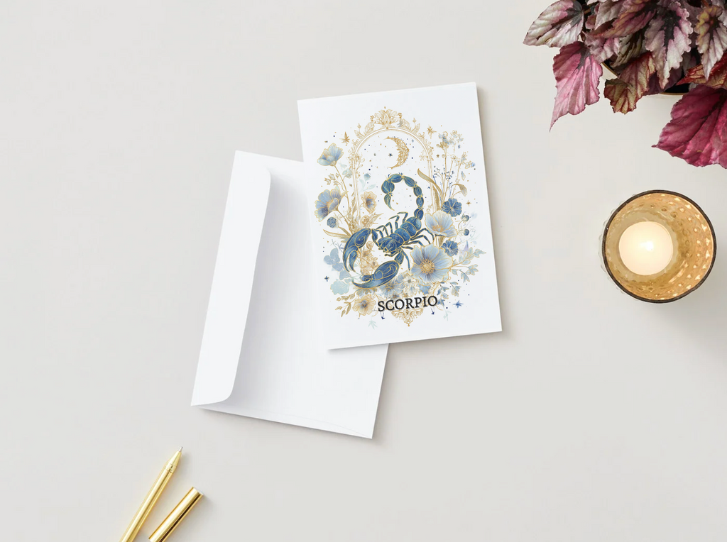 Scorpio (October 23 – November 21) Zodiac Astrology Birthday Card | Blank Inside for Customized Birthday Wishes