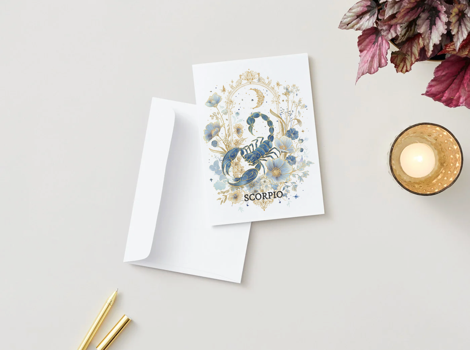 Scorpio (October 23 – November 21) Zodiac Astrology Birthday Card | Blank Inside for Customized Birthday Wishes