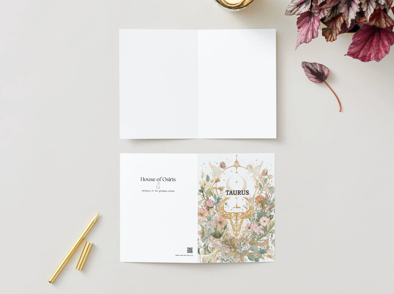 Taurus (April 20 – May 20) Zodiac Astrology Birthday Card | Blank Inside for Customized Birthday Wishes