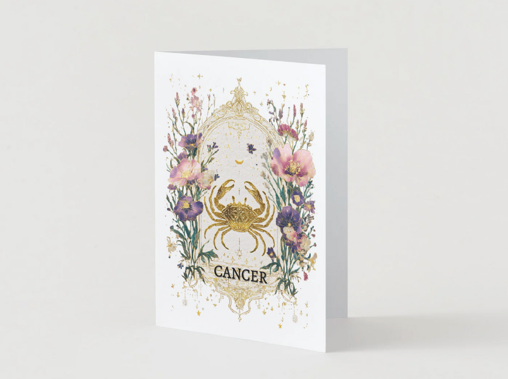 Cancer (June 21 – July 22) Zodiac Astrology Birthday Card | Blank Inside for Customized Birthday Wishes