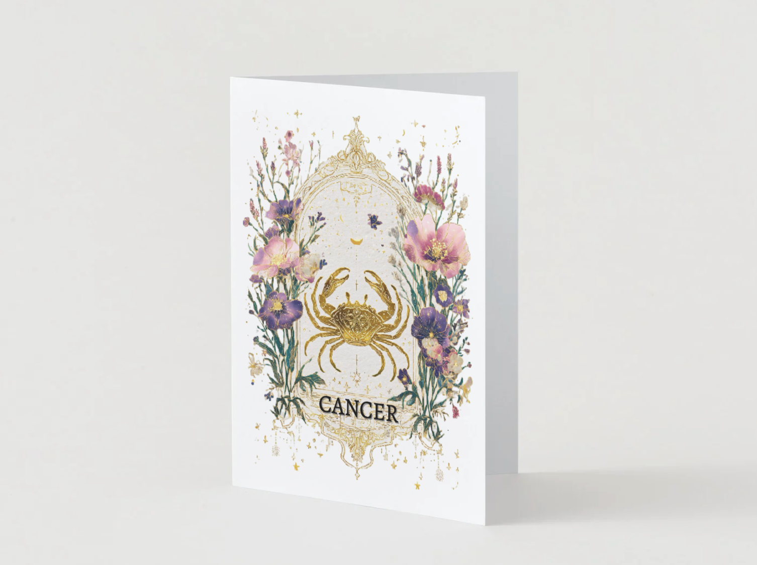 Cancer (June 21 – July 22) Zodiac Astrology Birthday Card | Blank Inside for Customized Birthday Wishes