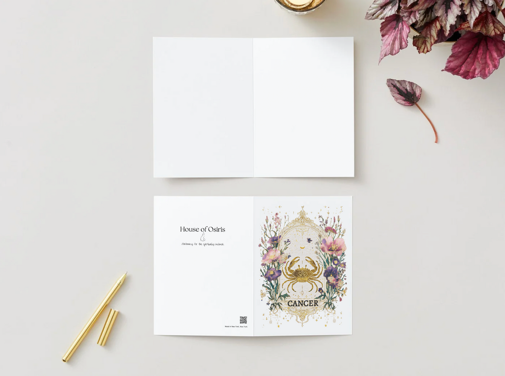 Cancer (June 21 – July 22) Zodiac Astrology Birthday Card | Blank Inside for Customized Birthday Wishes