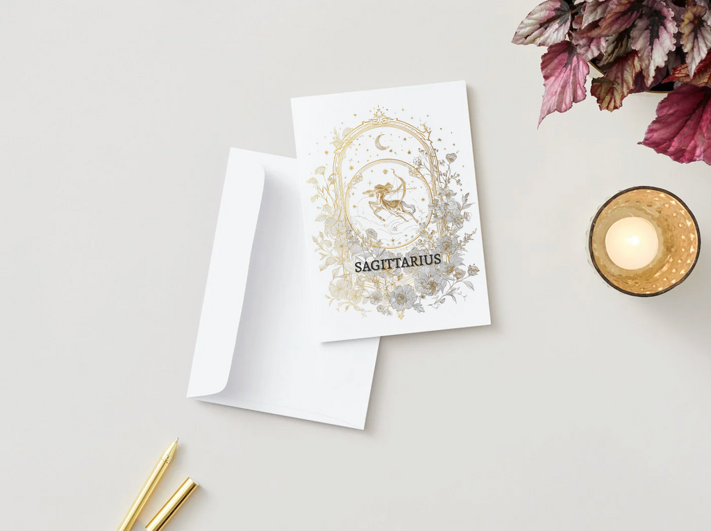 Sagittarius (November 22 – December 21) Zodiac Astrology Birthday Card | Blank Inside for Customized Birthday Wishes