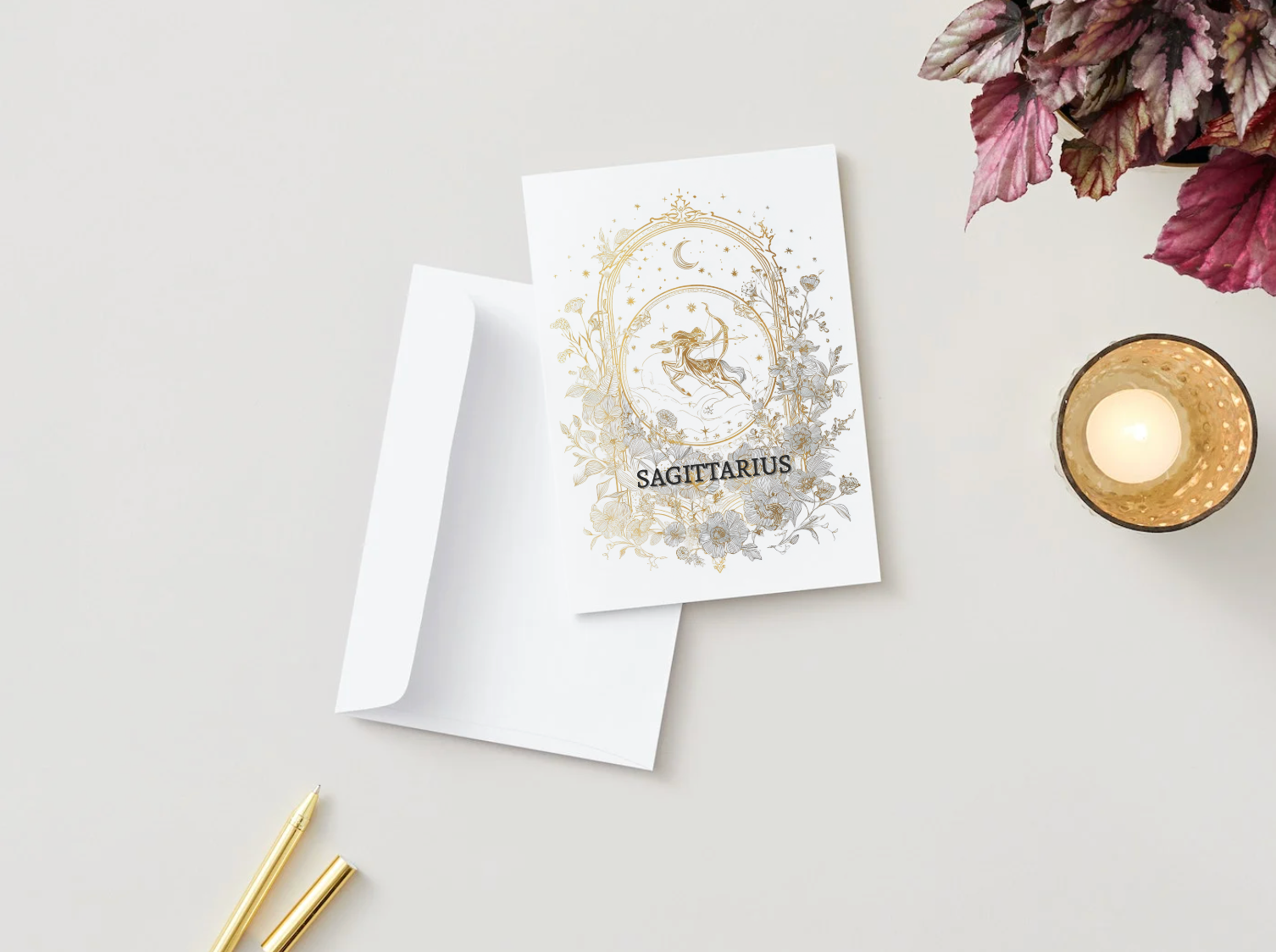 Sagittarius (November 22 – December 21) Zodiac Astrology Birthday Card | Blank Inside for Customized Birthday Wishes