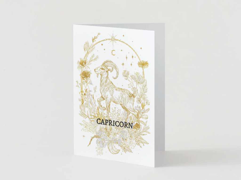 Capricorn (December 22 – January 19) Zodiac Astrology Birthday Card | Blank Inside for Customized Birthday Wishes