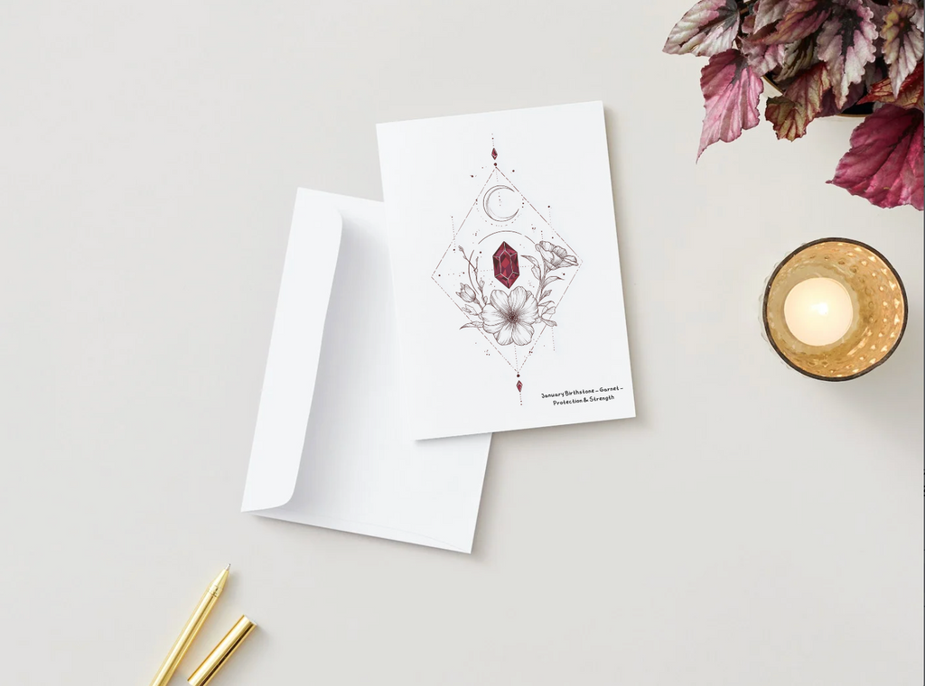 January Garnet Birthstone Birthday Card