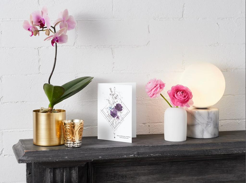 February Amethyst Birthstone Birthday Card