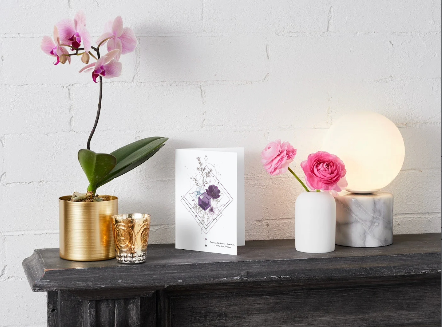 February Amethyst Birthstone Birthday Card