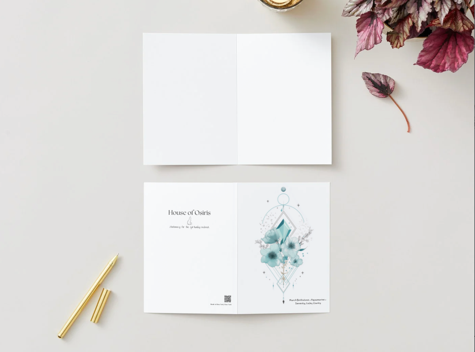 March Aquamarine Birthstone Birthday Card