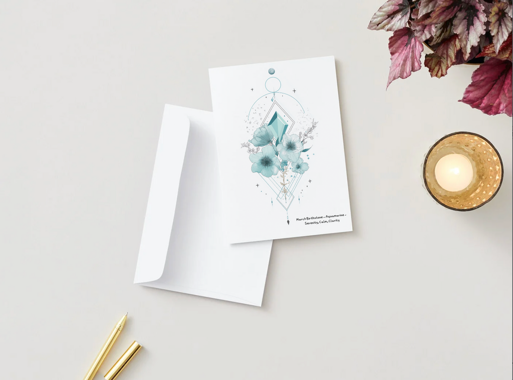 March Aquamarine Birthstone Birthday Card