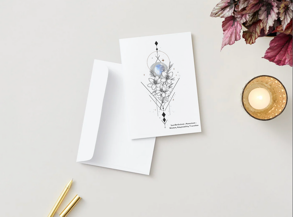 June Moonstone Birthstone Birthday Card