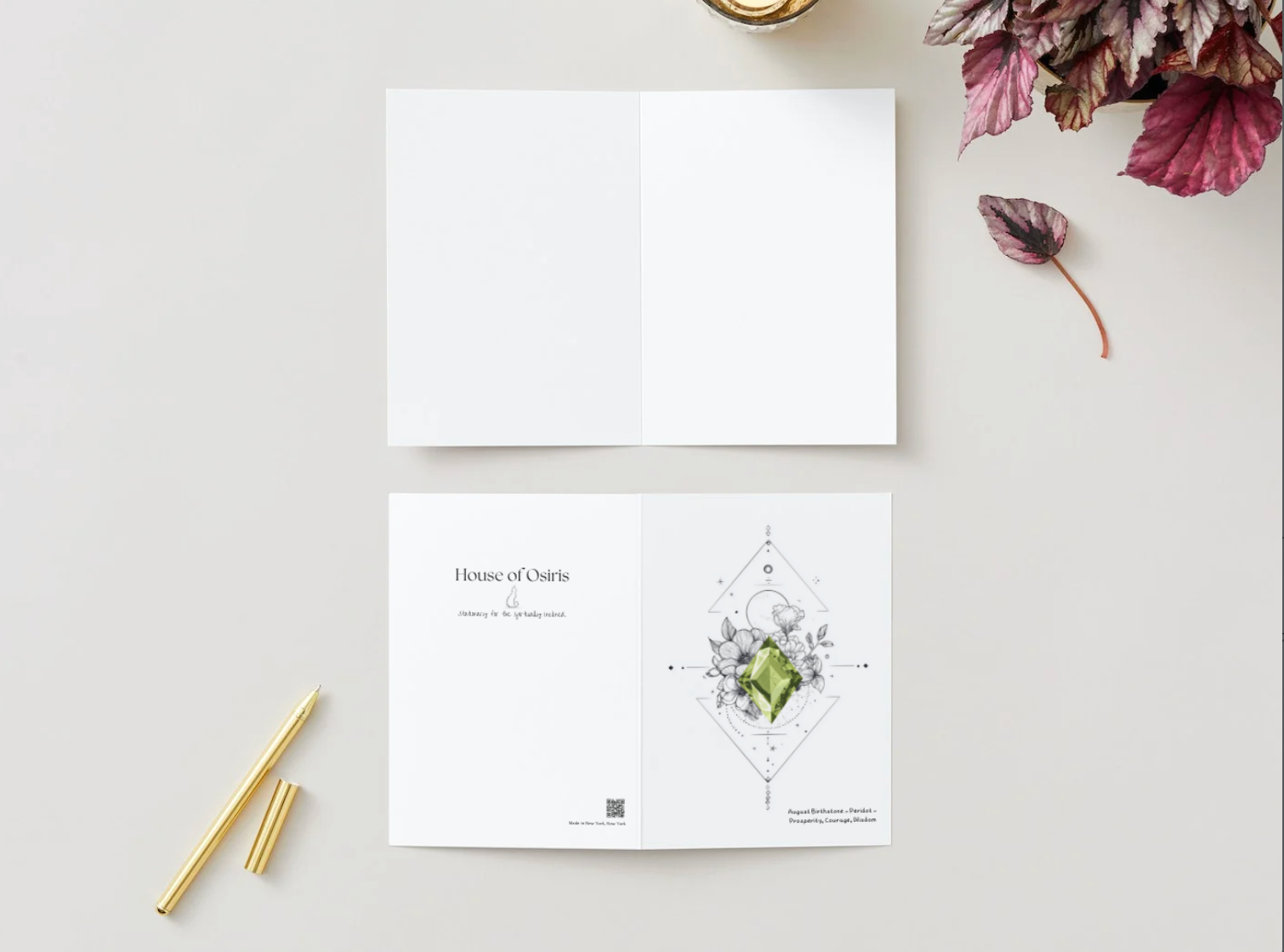 August Peridot Birthstone Birthday Card