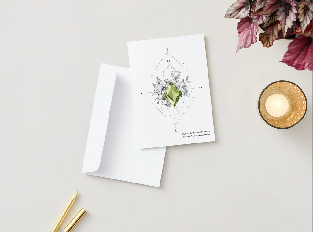 August Peridot Birthstone Birthday Card