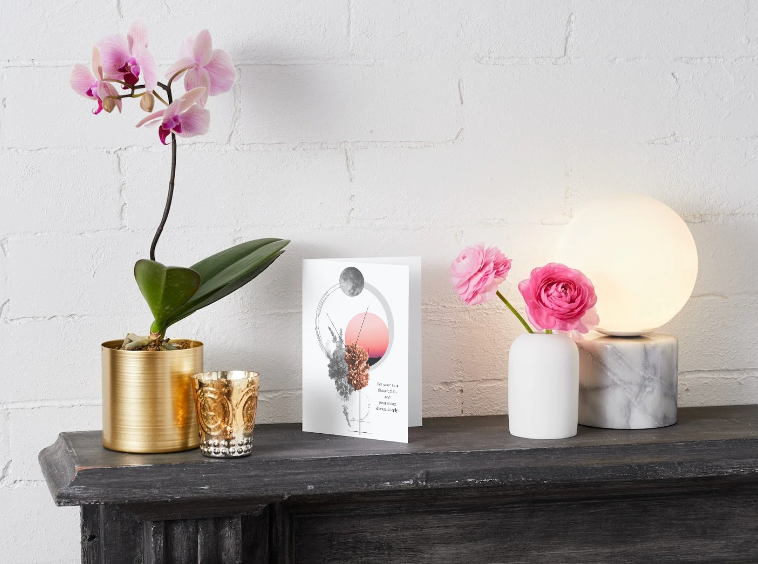 Let Your Sun Shine Boldly & Your Moon Dream Deeply Greeting Card | Blank Inside for Personal Messages