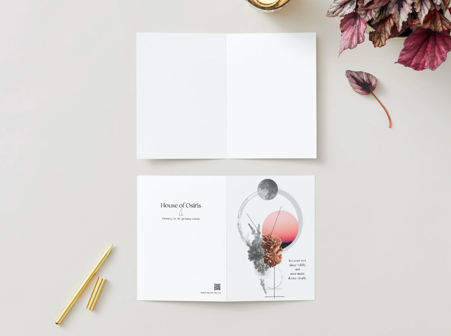 Let Your Sun Shine Boldly & Your Moon Dream Deeply Greeting Card | Blank Inside for Personal Messages