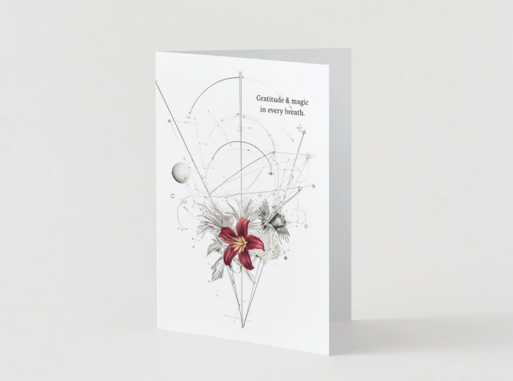 Gratitude & Magic In Every Breath Spiritual Greeting Card | Blank Inside for Personal Messages