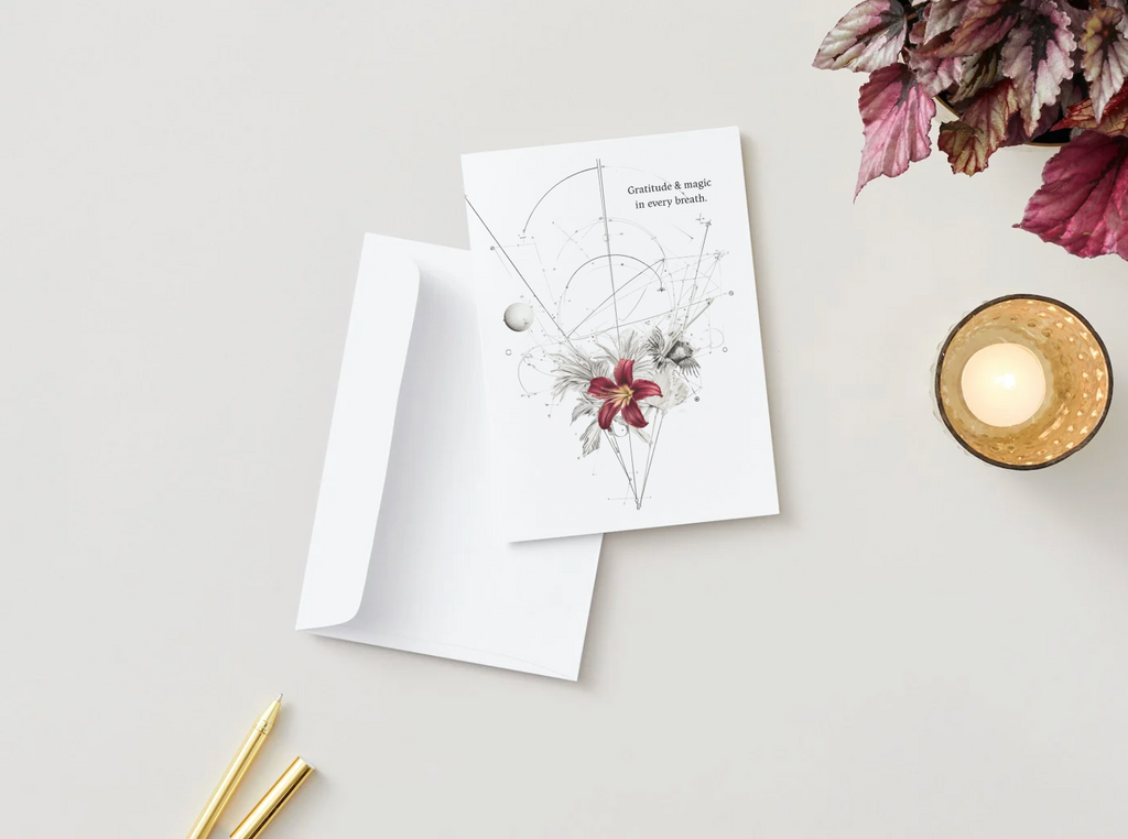 Gratitude & Magic In Every Breath Spiritual Greeting Card | Blank Inside for Personal Messages