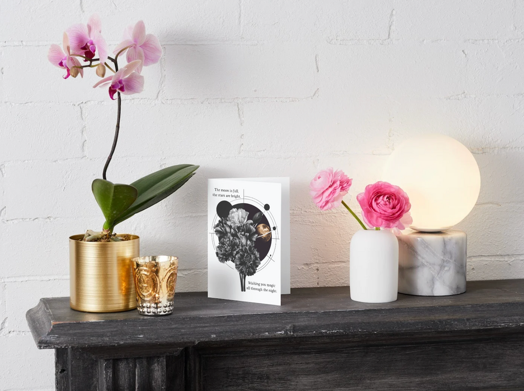 The Moon is Full, The Stars are Bright, Wishing You Magic All Through the Night Astrology Greeting Card | Blank Inside