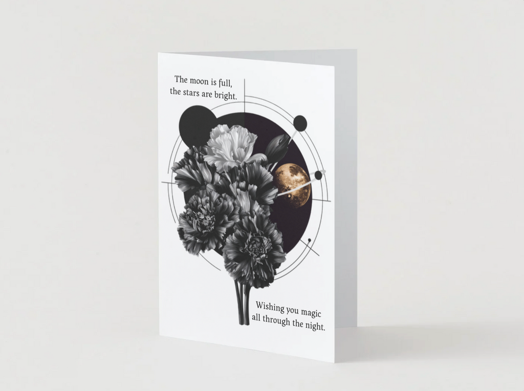 The Moon is Full, The Stars are Bright, Wishing You Magic All Through the Night Astrology Greeting Card | Blank Inside