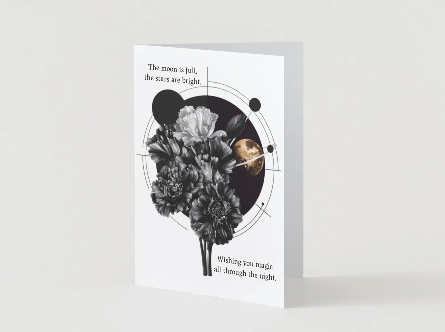 The Moon is Full, The Stars are Bright, Wishing You Magic All Through the Night Astrology Greeting Card | Blank Inside