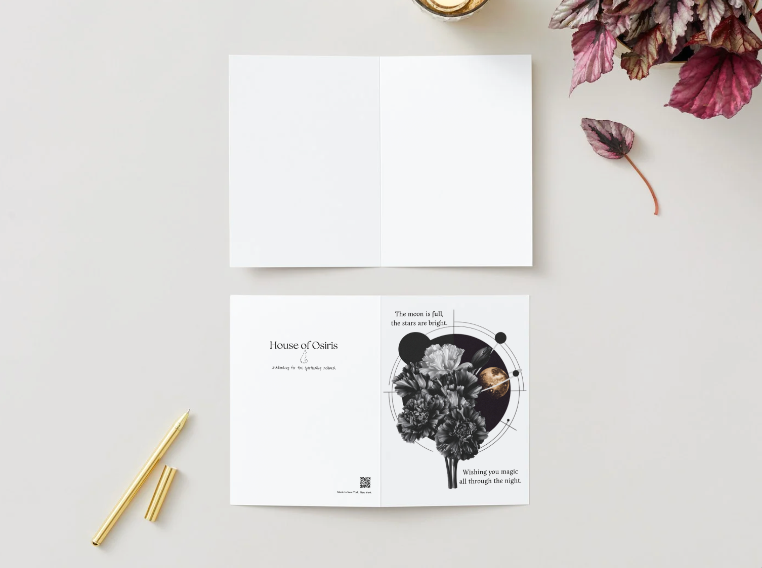 The Moon is Full, The Stars are Bright, Wishing You Magic All Through the Night Astrology Greeting Card | Blank Inside