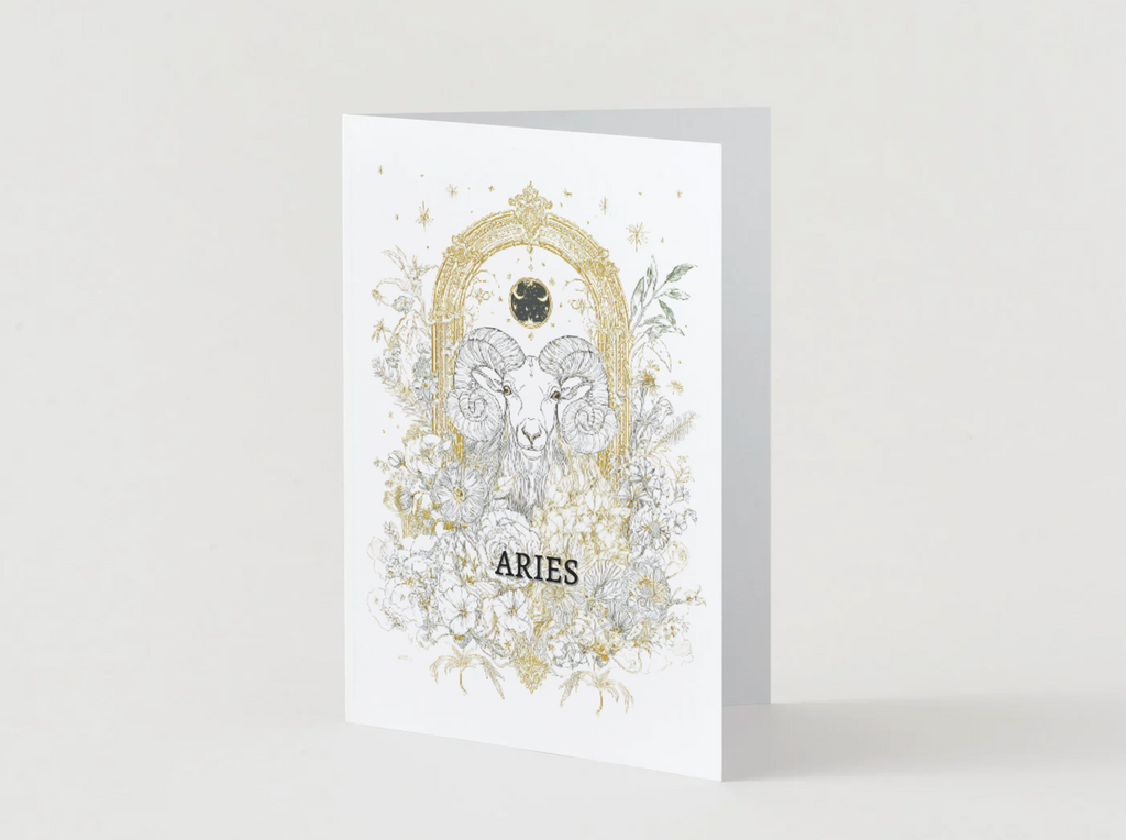 Aries (March 21 – April 19) Zodiac Astrology Birthday Card | Blank Inside for Customized Birthday Wishes