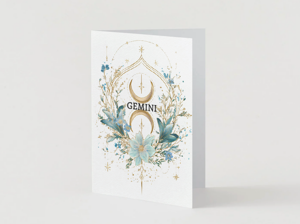 Gemini (May 21 – June 20) Zodiac Astrology Birthday Card | Blank Inside for Customized Birthday Wishes