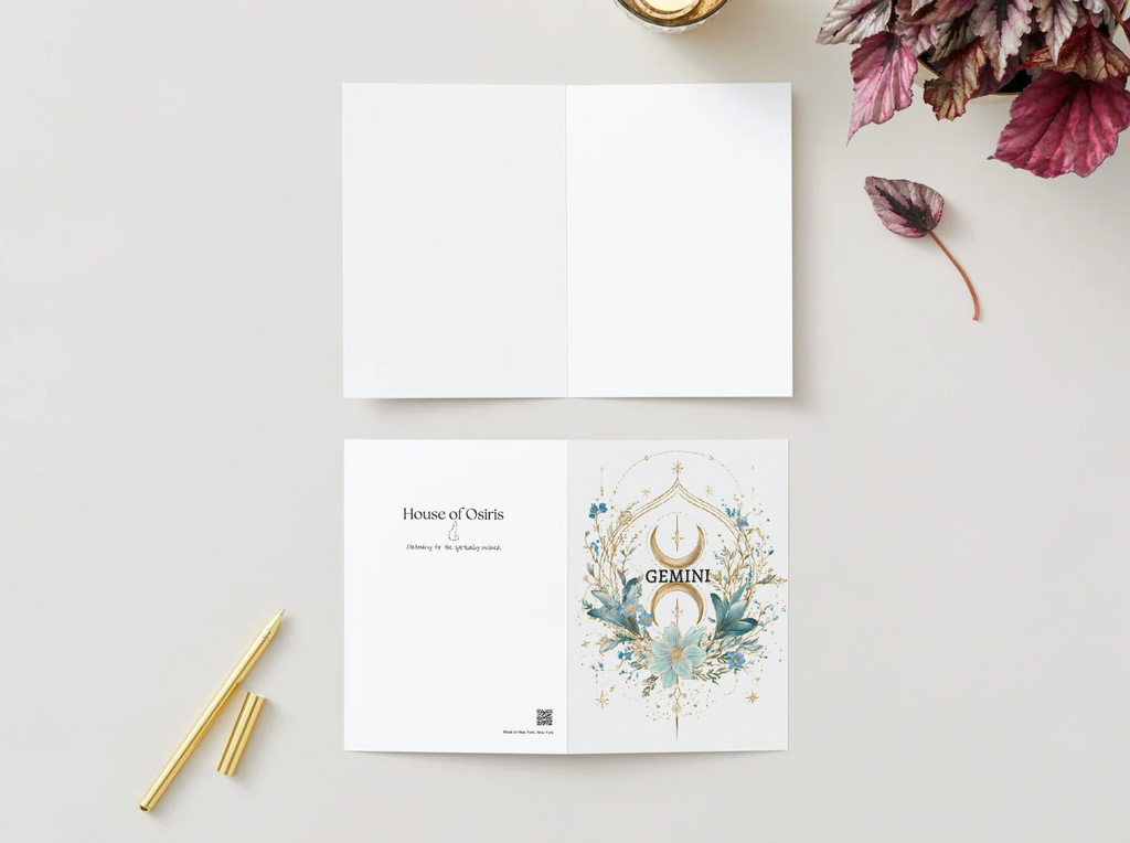 Gemini (May 21 – June 20) Zodiac Astrology Birthday Card | Blank Inside for Customized Birthday Wishes