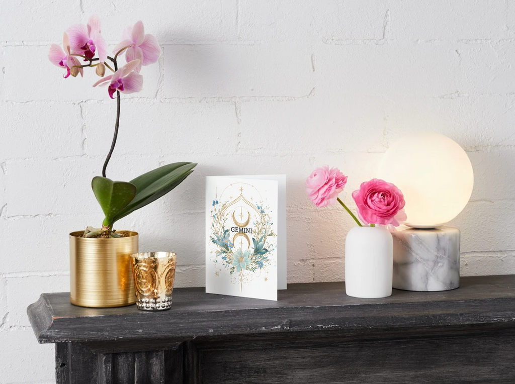Gemini (May 21 – June 20) Zodiac Astrology Birthday Card | Blank Inside for Customized Birthday Wishes