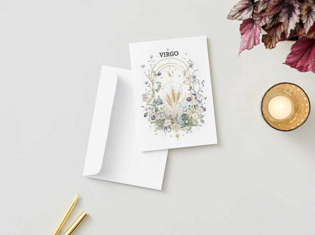 Virgo (August 23 – September 22) Zodiac Astrology Birthday Card | Blank Inside for Customized Birthday Wishes