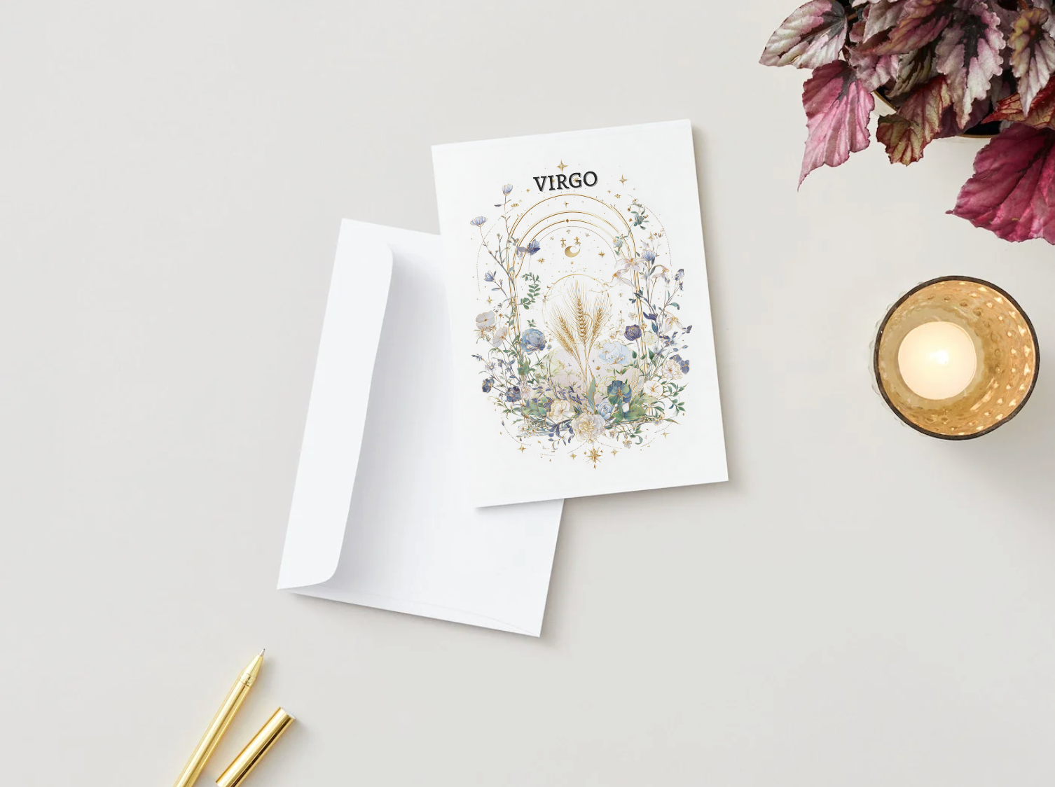 Virgo (August 23 – September 22) Zodiac Astrology Birthday Card | Blank Inside for Customized Birthday Wishes