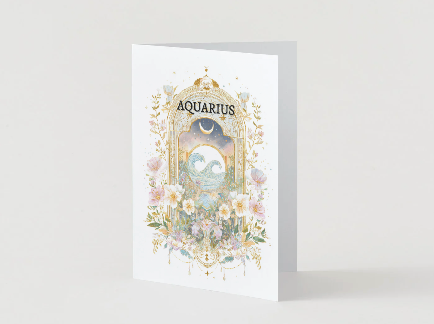 Aquarius (January 20 – February 18) Zodiac Astrology Birthday Card | Blank Inside for Customized Birthday Wishes