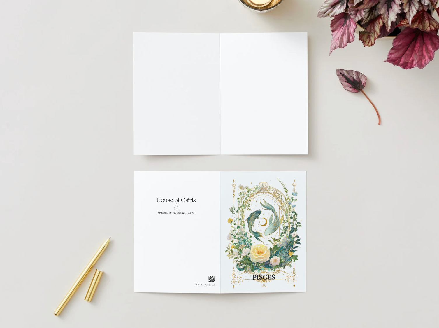 Pisces (February 19 – March 20) Zodiac Astrology Birthday Card | Blank Inside for Customized Birthday Wishes