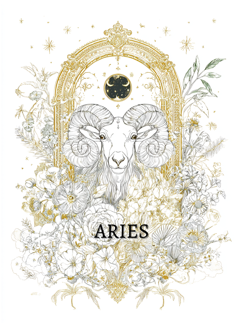 Aries (March 21 – April 19) Zodiac Astrology Birthday Card | Blank Inside for Customized Birthday Wishes