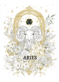 Aries (March 21 – April 19) Zodiac Astrology Birthday Card | Blank Inside for Customized Birthday Wishes