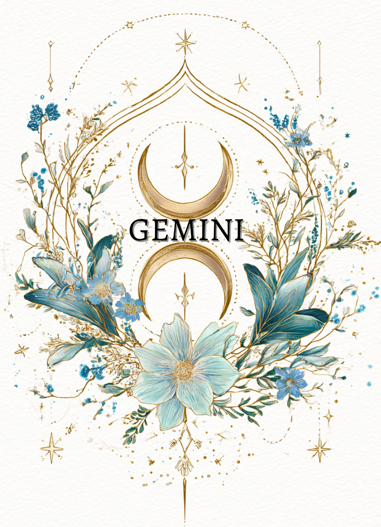 Gemini (May 21 – June 20) Zodiac Astrology Birthday Card | Blank Inside for Customized Birthday Wishes
