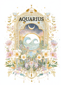 Aquarius (January 20 – February 18) Zodiac Astrology Birthday Card | Blank Inside for Customized Birthday Wishes