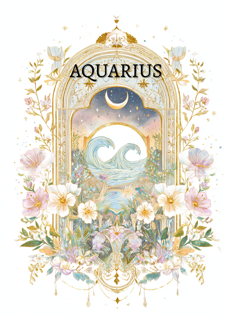 Aquarius (January 20 – February 18) Zodiac Astrology Birthday Card | Blank Inside for Customized Birthday Wishes