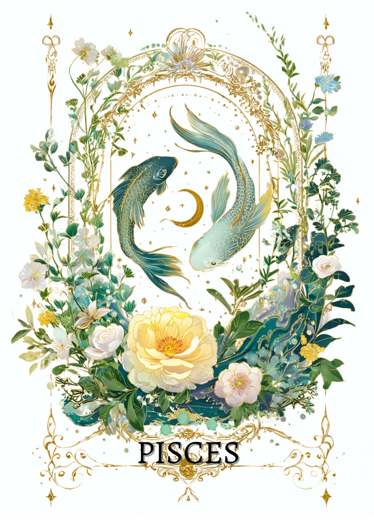 Pisces (February 19 – March 20) Zodiac Astrology Birthday Card | Blank Inside for Customized Birthday Wishes