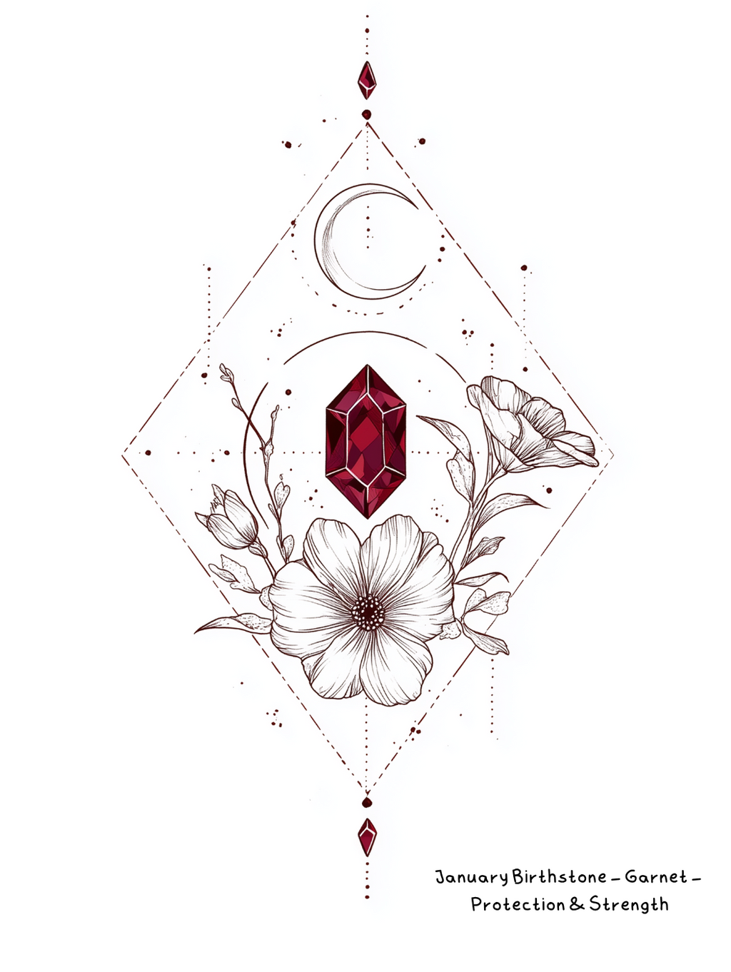 January Garnet Birthstone Birthday Card