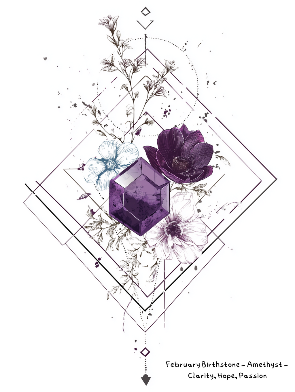 February Amethyst Birthstone Birthday Card