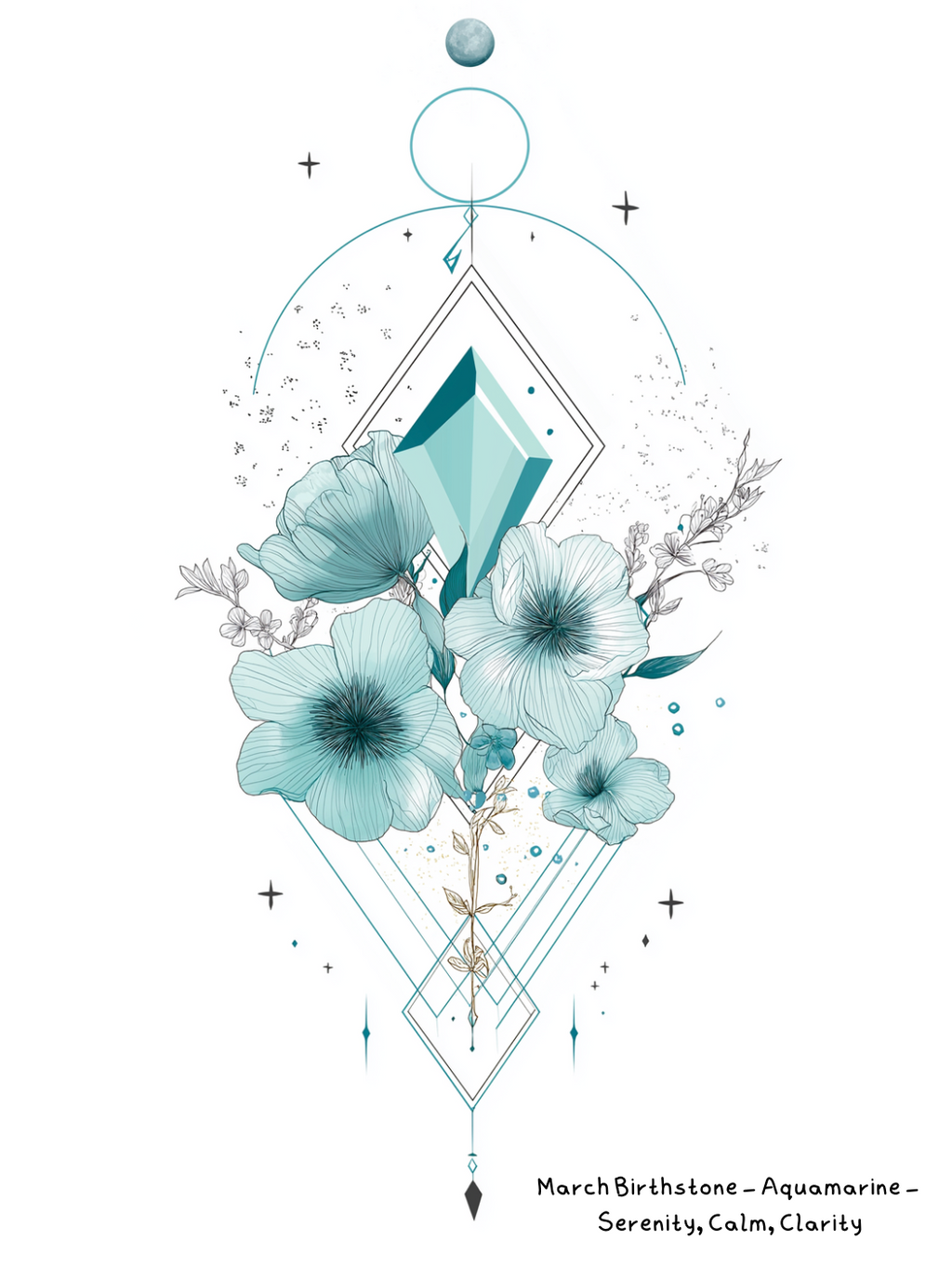 March Aquamarine Birthstone Birthday Card