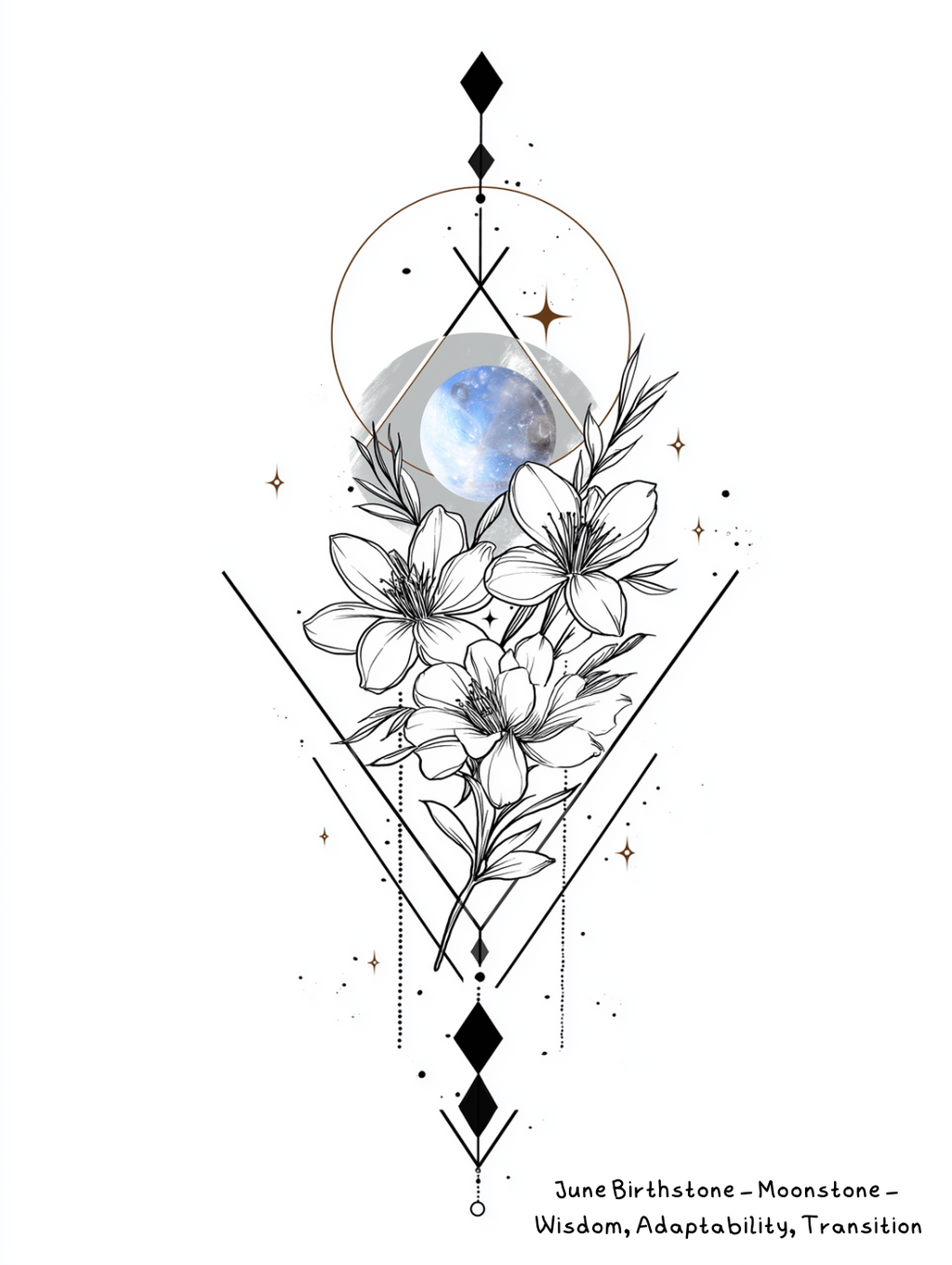 June Moonstone Birthstone Birthday Card