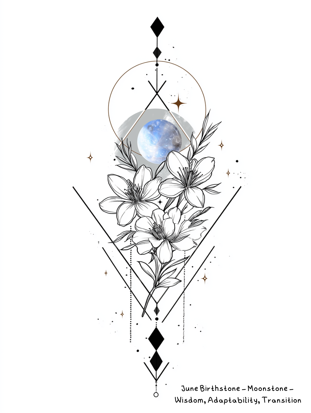 June Moonstone Birthstone Birthday Card