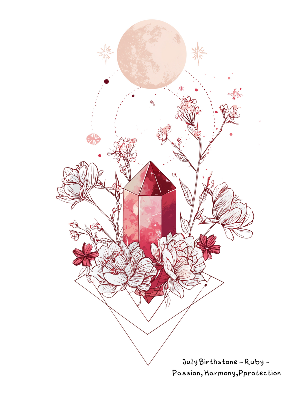 July Ruby Birthstone Birthday Card